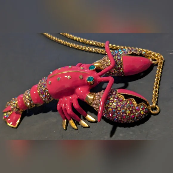 Betsey Johnson Pink and Gold Lobster Necklace - Picture 4 of 14